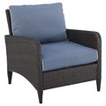 Crosley Kiawah Outdoor Wicker Arm Chair; Blue & Brown KO70066BR-BL